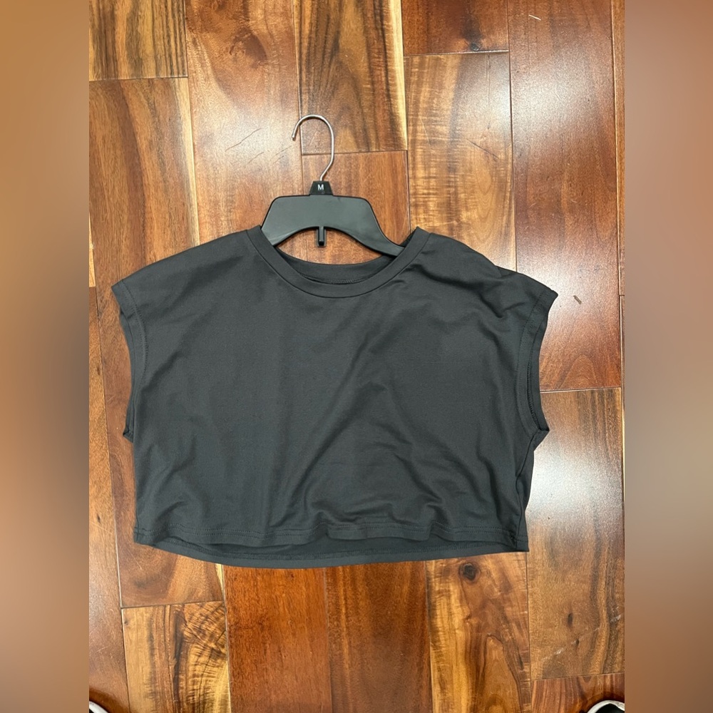 DARK GRAY COMFY WIDE SHOULDER TANK TOP CROP TOP🩶🩶